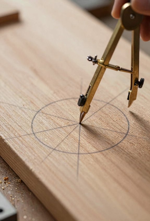 5 Ways to Find the Center of a Circle in Woodworking 3 compass based diameter finding method