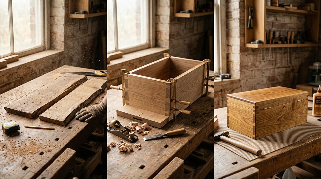 wooden box in three steps